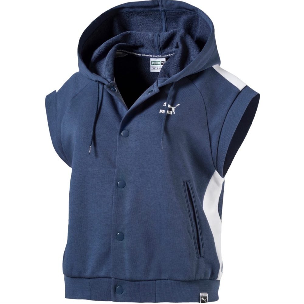 PUMA Classics Cropped Sleeveless Logo T7 Women’s Hoodie Size Large